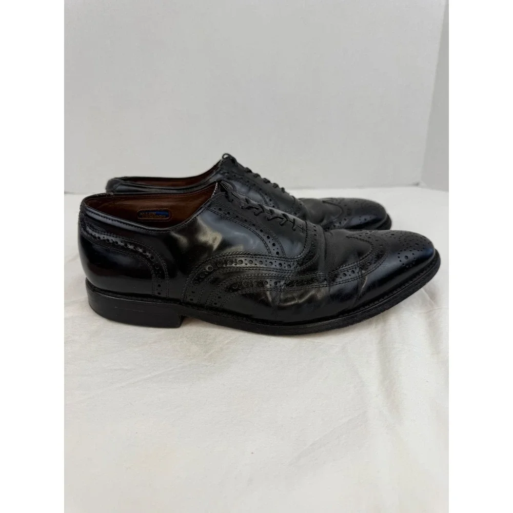 Vintage Allen Edmonds‎ Lloyd Black Leather Wingtip Oxford Dress Shoes Mens 8.5